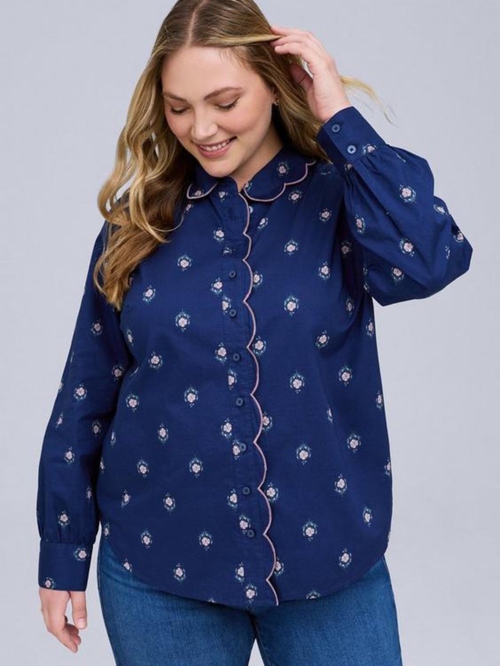 NWT Torrid Belle Isle Scalloped Shirt